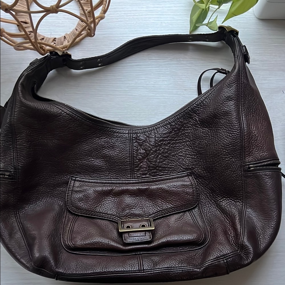 Banana Republic Rich Dark Brown Leather Shoulder Bag